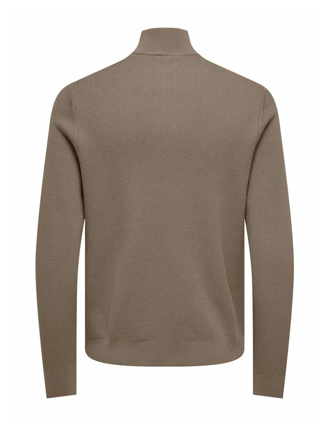 Jersey Only & Sons 'Phill' Cremallera Beige Hombre