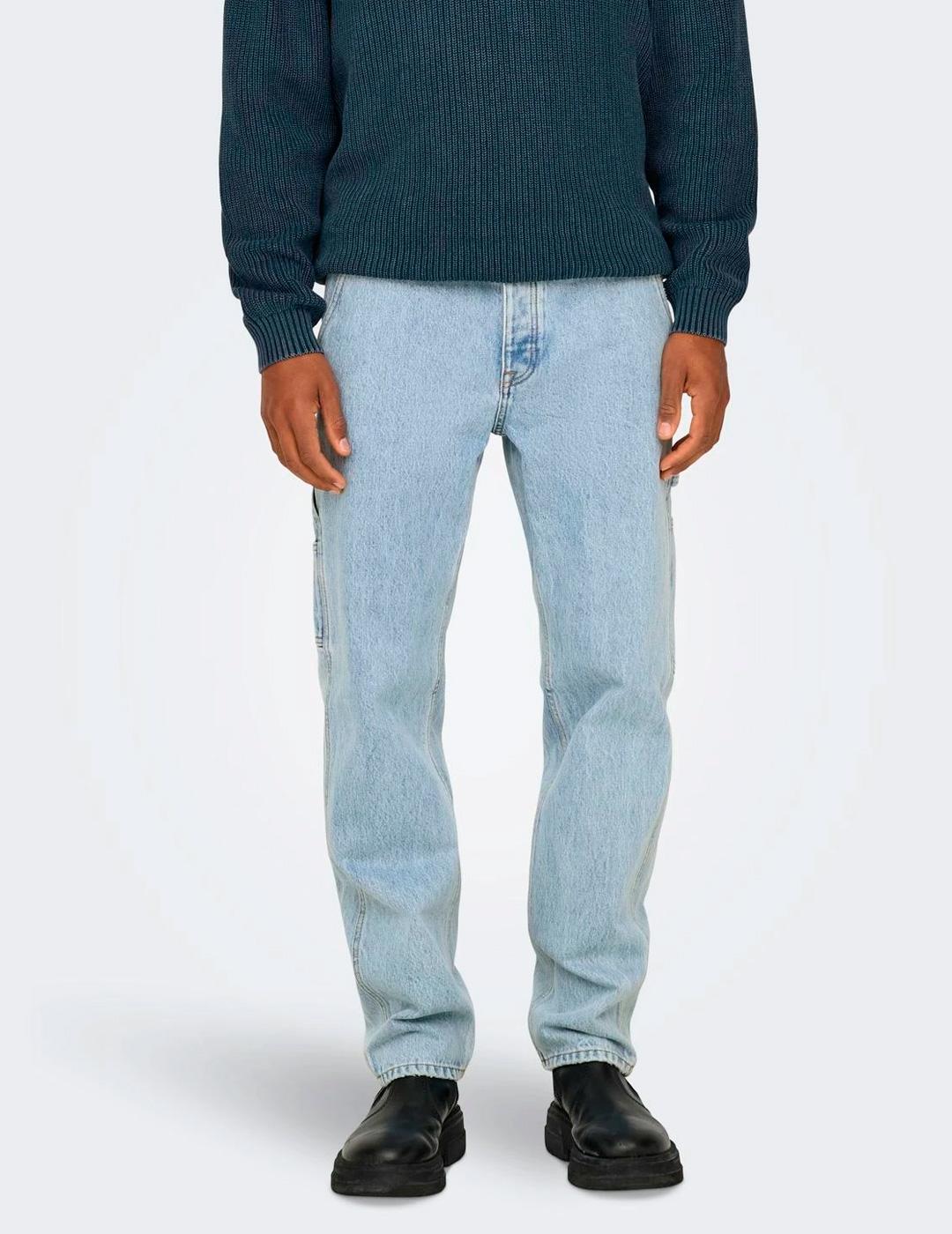 Vaquero Only & Sons 'Edge' Regular Azul Claro Hombre