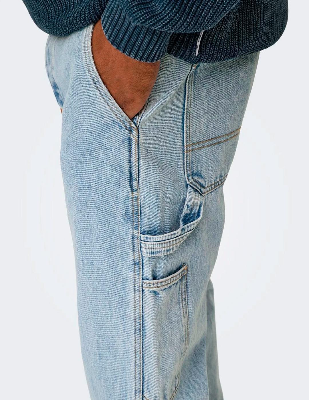 Vaquero Only & Sons 'Edge' Regular Azul Claro Hombre