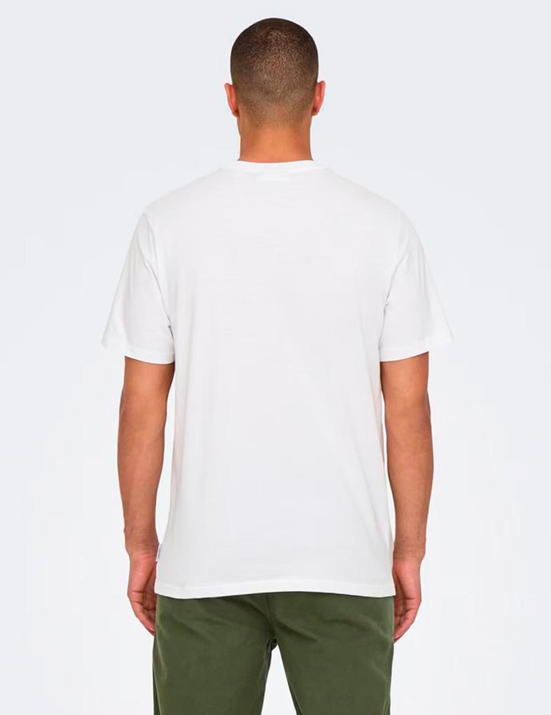 Camiseta Only & Sons MOKSH Blanco/verde para hombre
