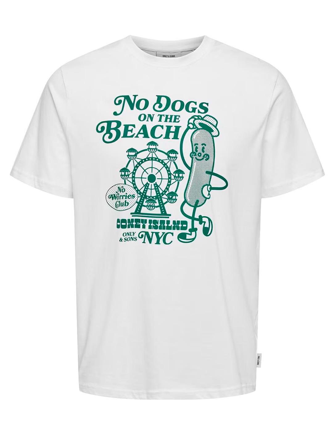 Camiseta Only & Sons MOKSH Blanco/verde para hombre