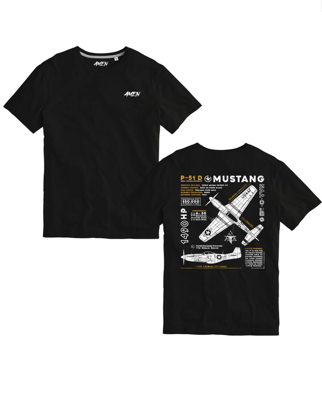 Camiseta A.M.E.N MUSTANG Negro Hombre