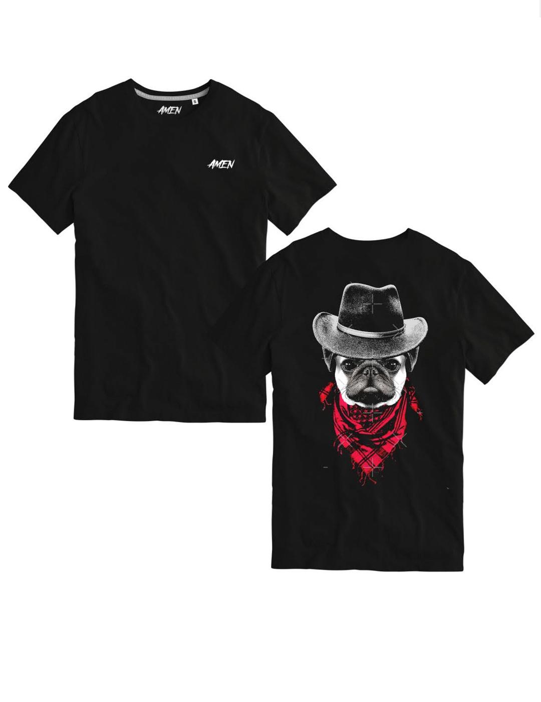 Camiseta A.M.E.N COWBOY Negro Hombre