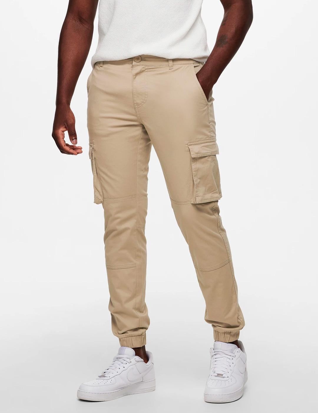 Jogger Only & Sons CAM STAGE cargo beige para hombre 