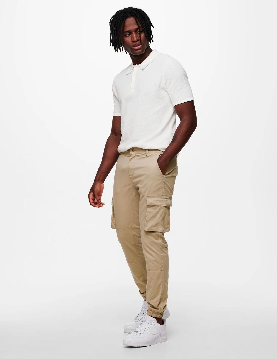 Jogger Only & Sons CAM STAGE cargo beige para hombre 