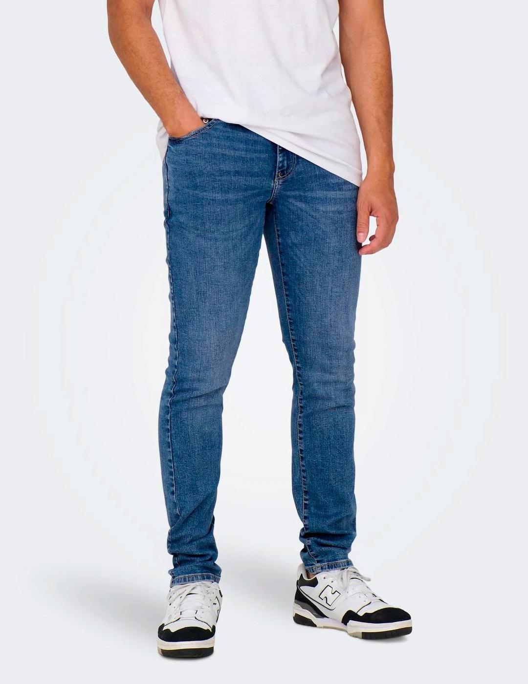 Vaquero Only & Sons LOOM slim tiro medio azul para hombre