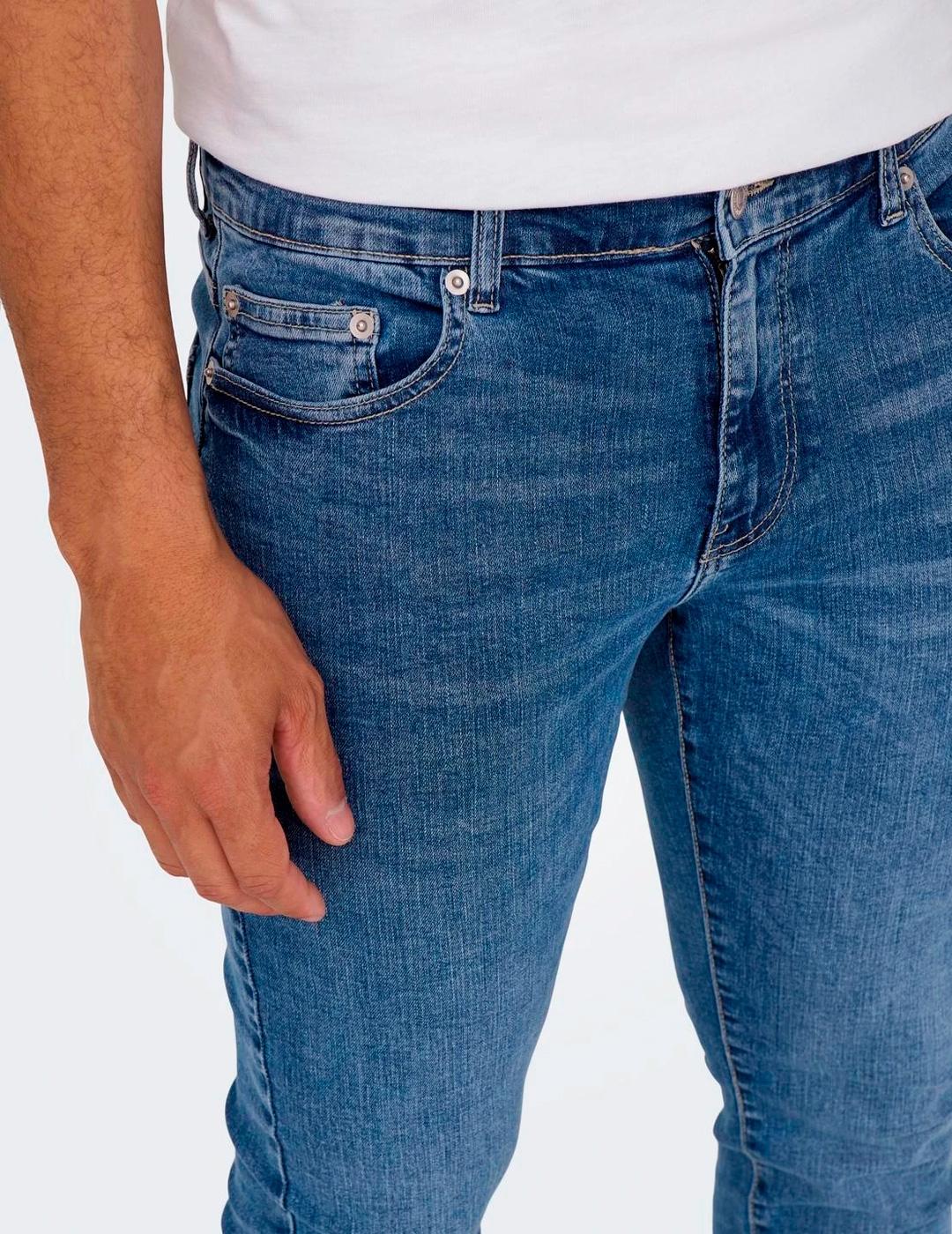 Vaquero Only & Sons LOOM slim tiro medio azul para hombre
