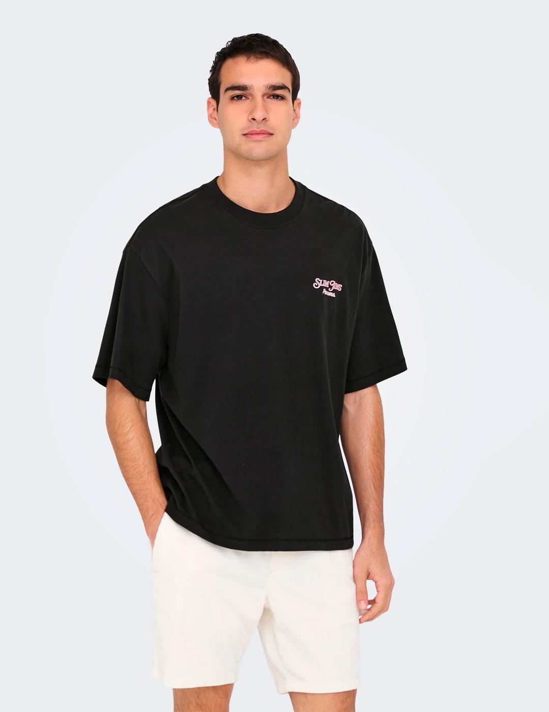 Camiseta Only & Sons MILIK JIMS oversize negro para hombre
