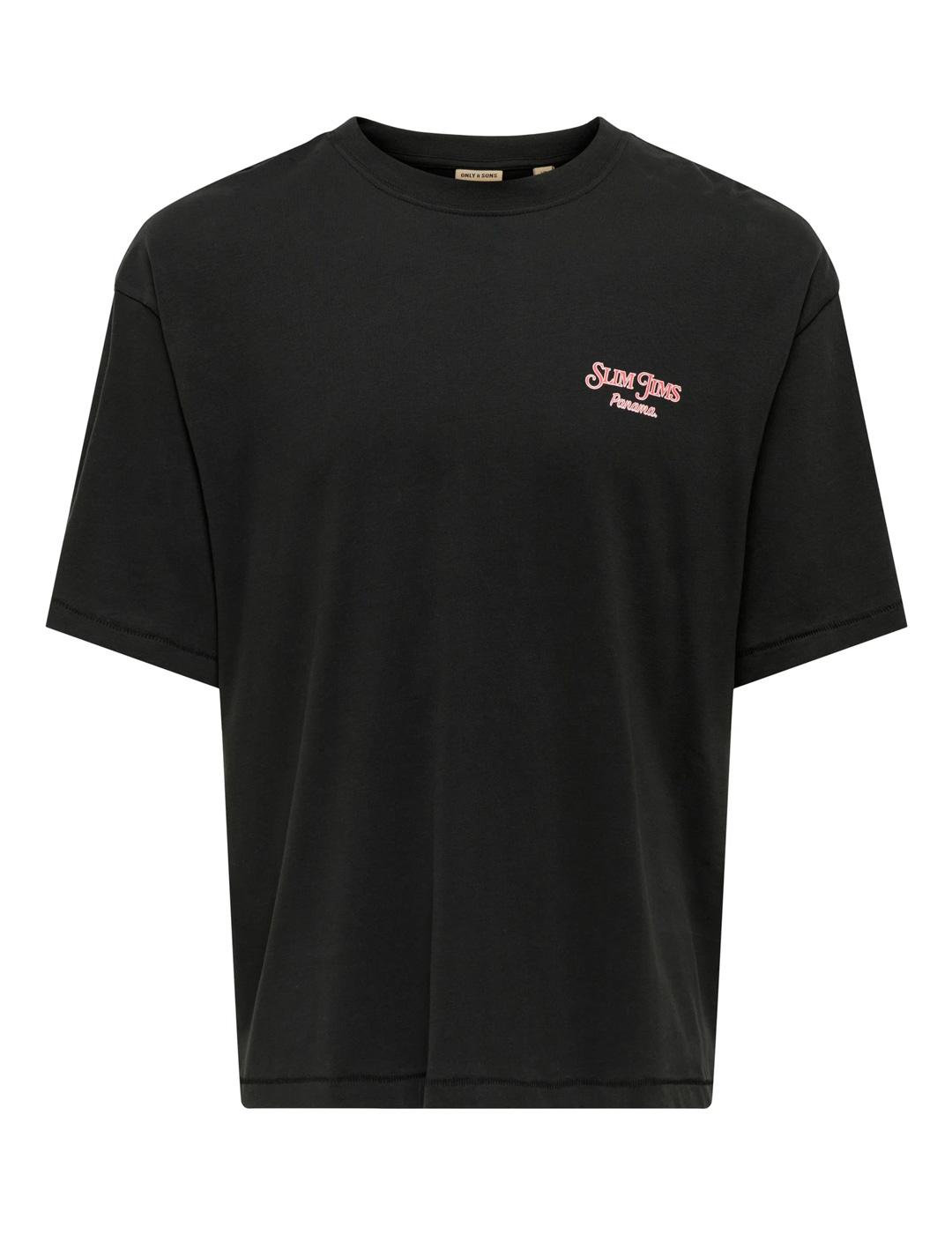 Camiseta Only & Sons MILIK JIMS oversize negro para hombre