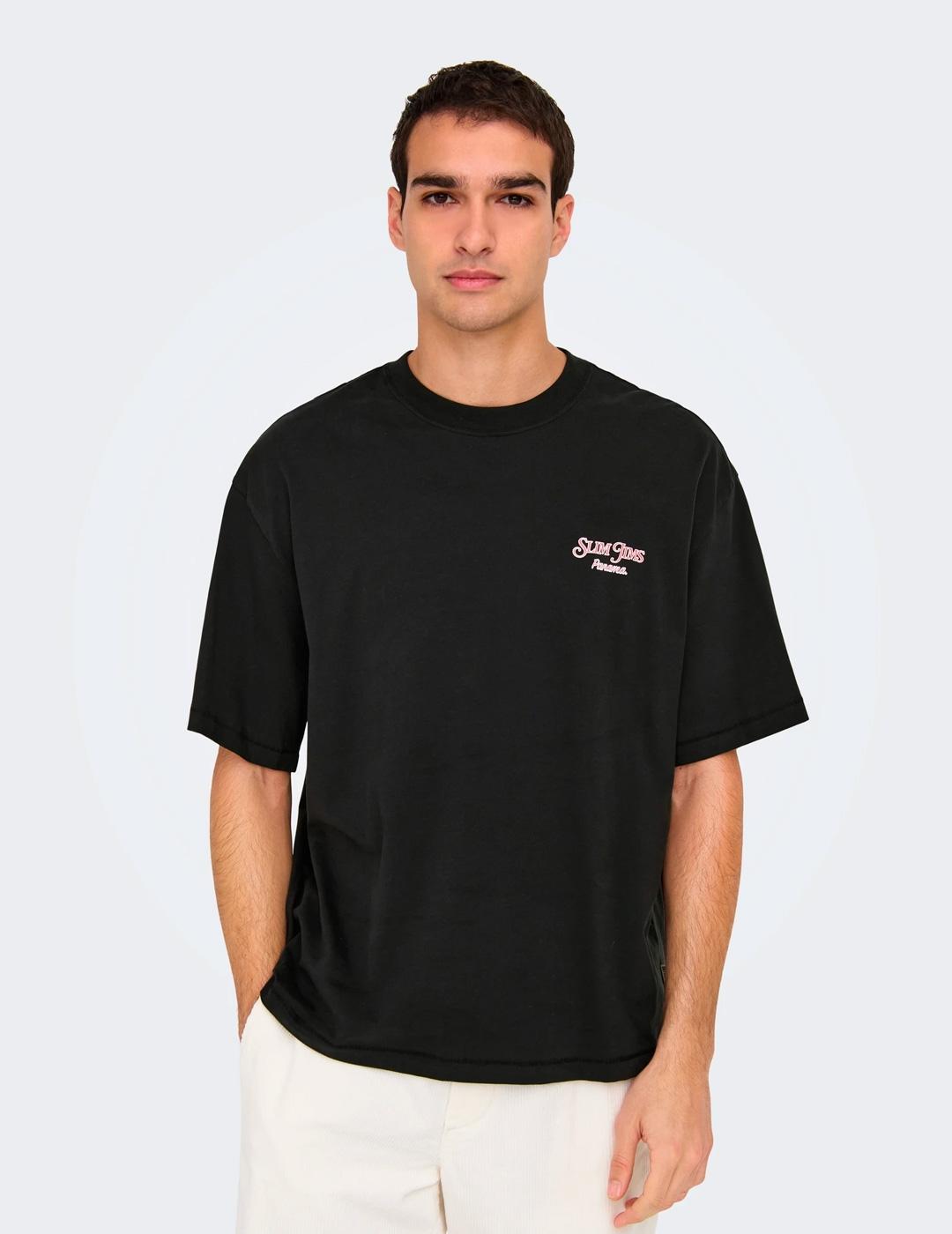 Camiseta Only & Sons MILIK JIMS oversize negro para hombre