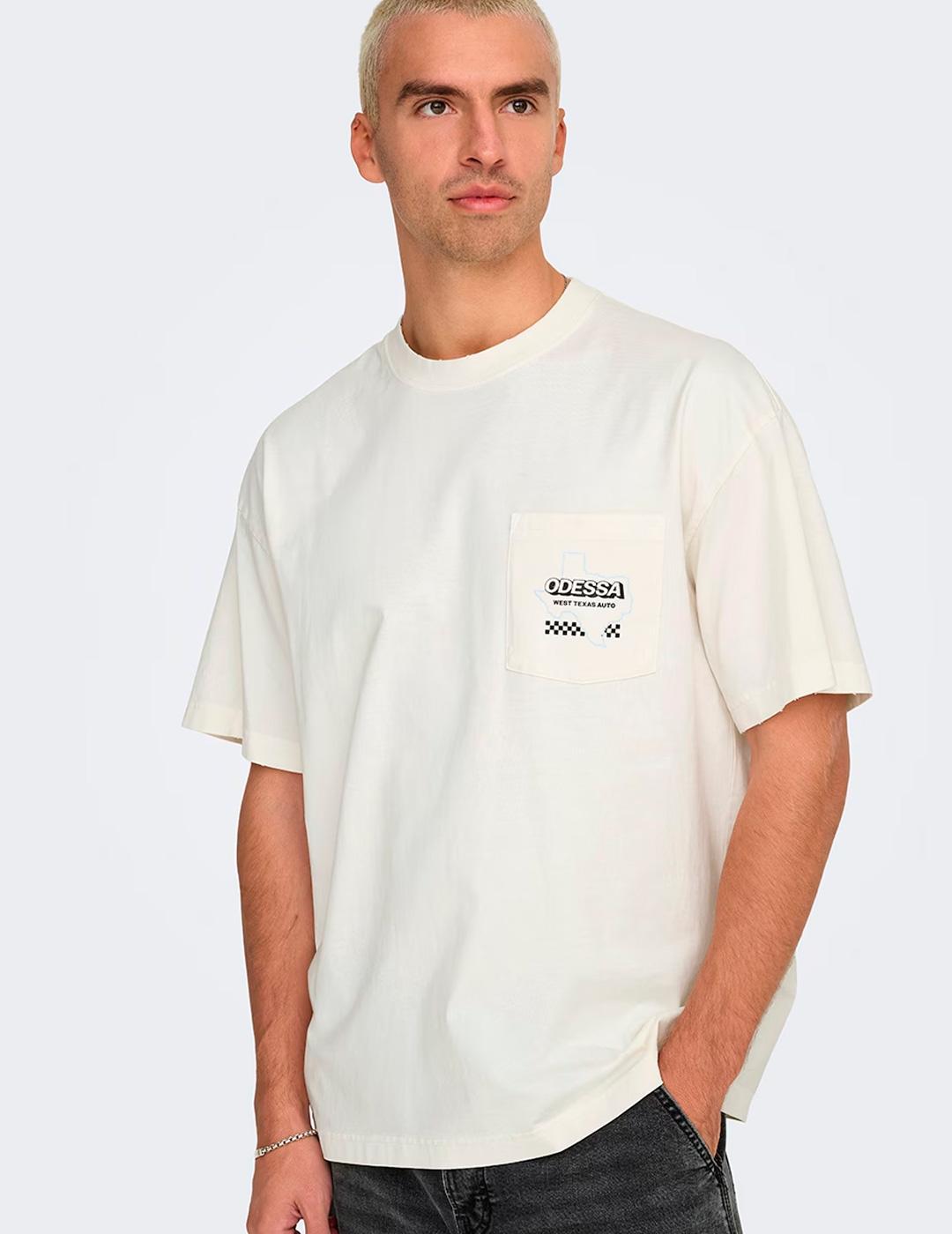 Camiseta Only & Sons DREW blanca para hombre