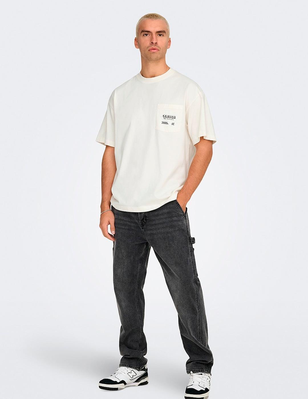 Camiseta Only & Sons DREW blanca para hombre