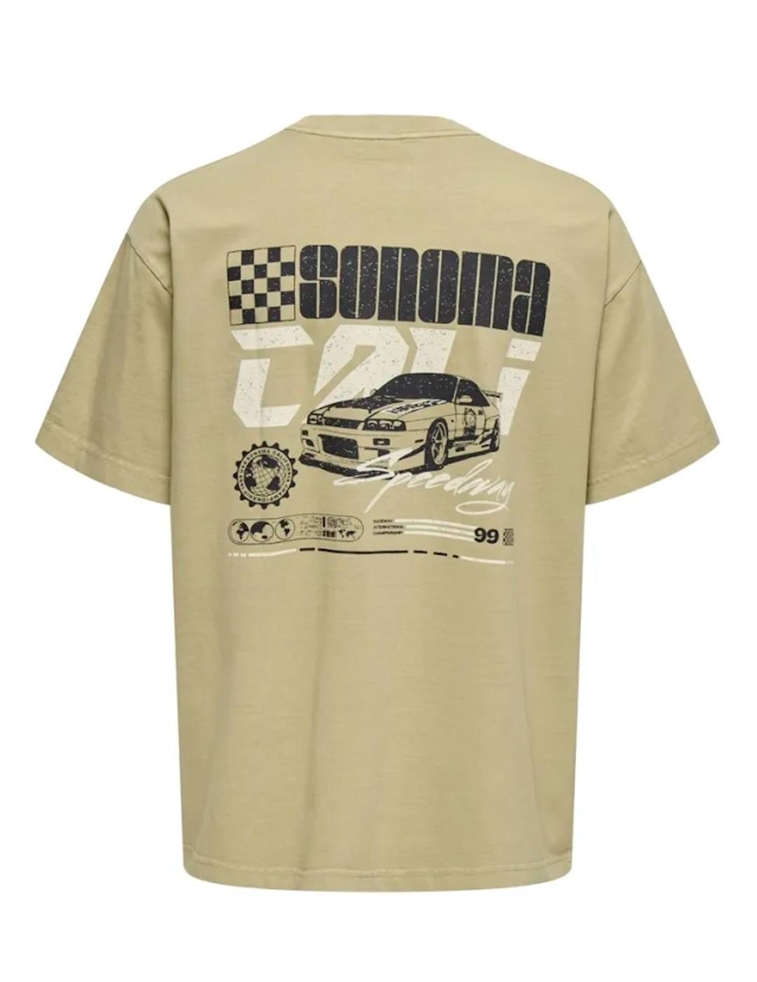 Camiseta Only & Sons DREW beige para hombre