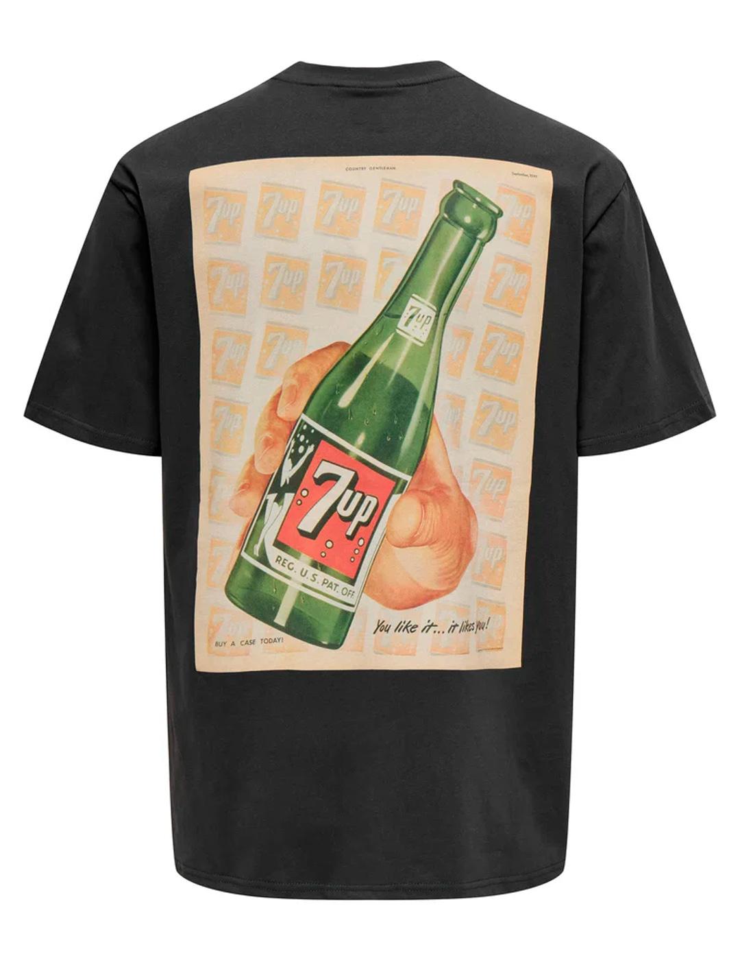 Camiseta Only & Sons 7UP negro jaspeado para hombre