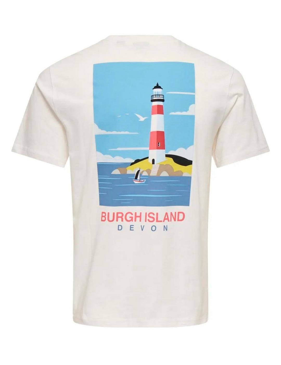 Camiseta Only & Sons MAGNUS LONG BEACH  blanco para hombre