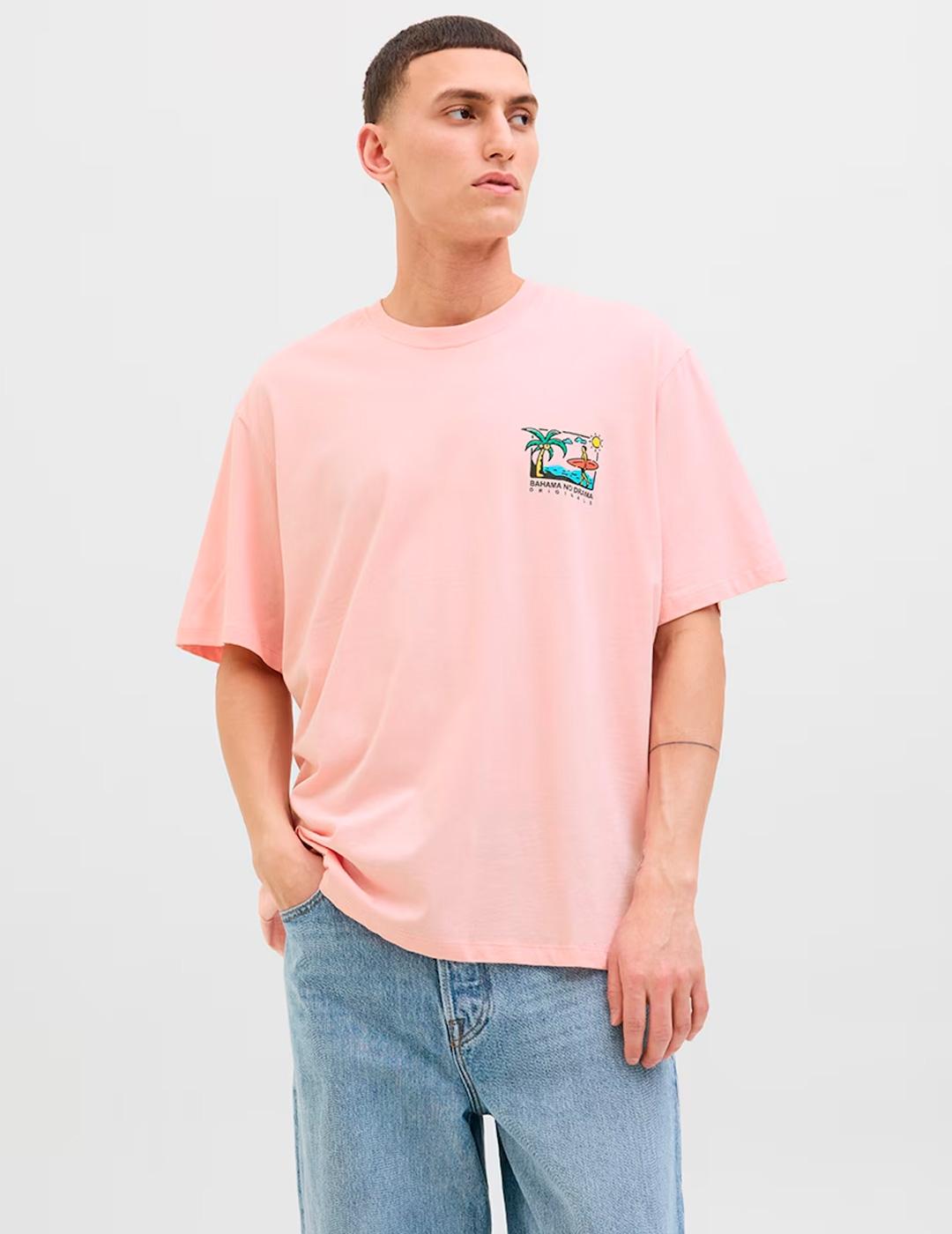 Camiseta Jack & Jones WOWIE HIDDEN rosa para hombre