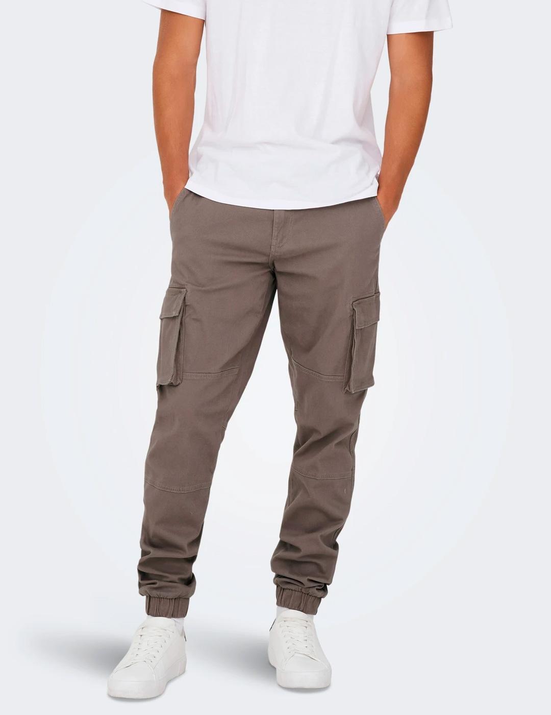 Pantalón Only & Sons CAM CARGO marrón grisáceo para hombre