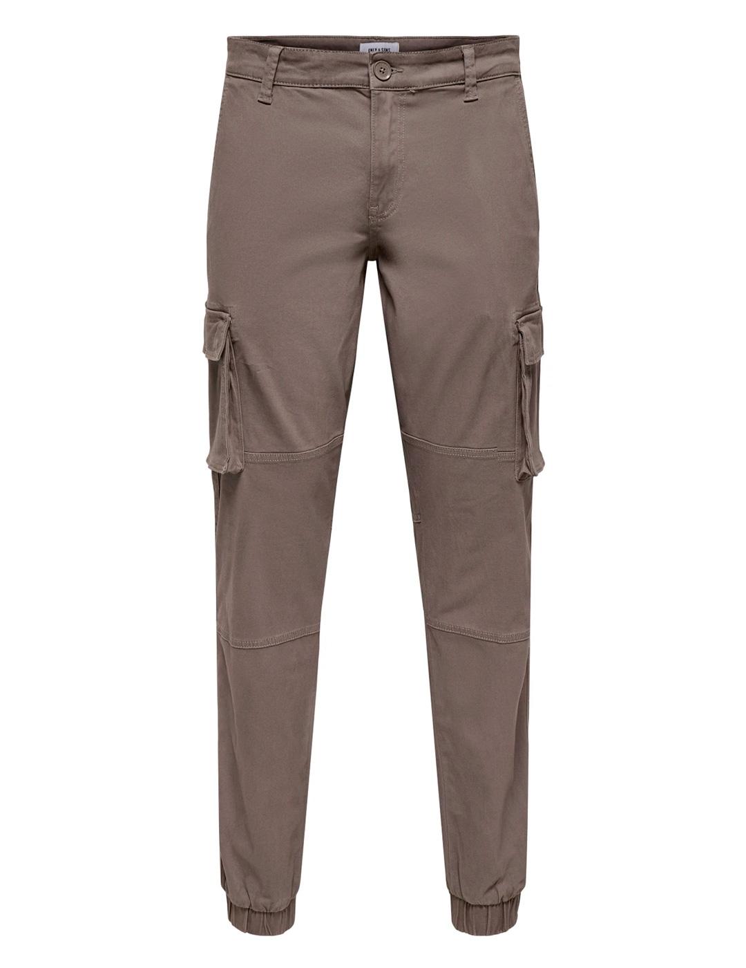 Pantalón Only & Sons CAM CARGO marrón grisáceo para hombre