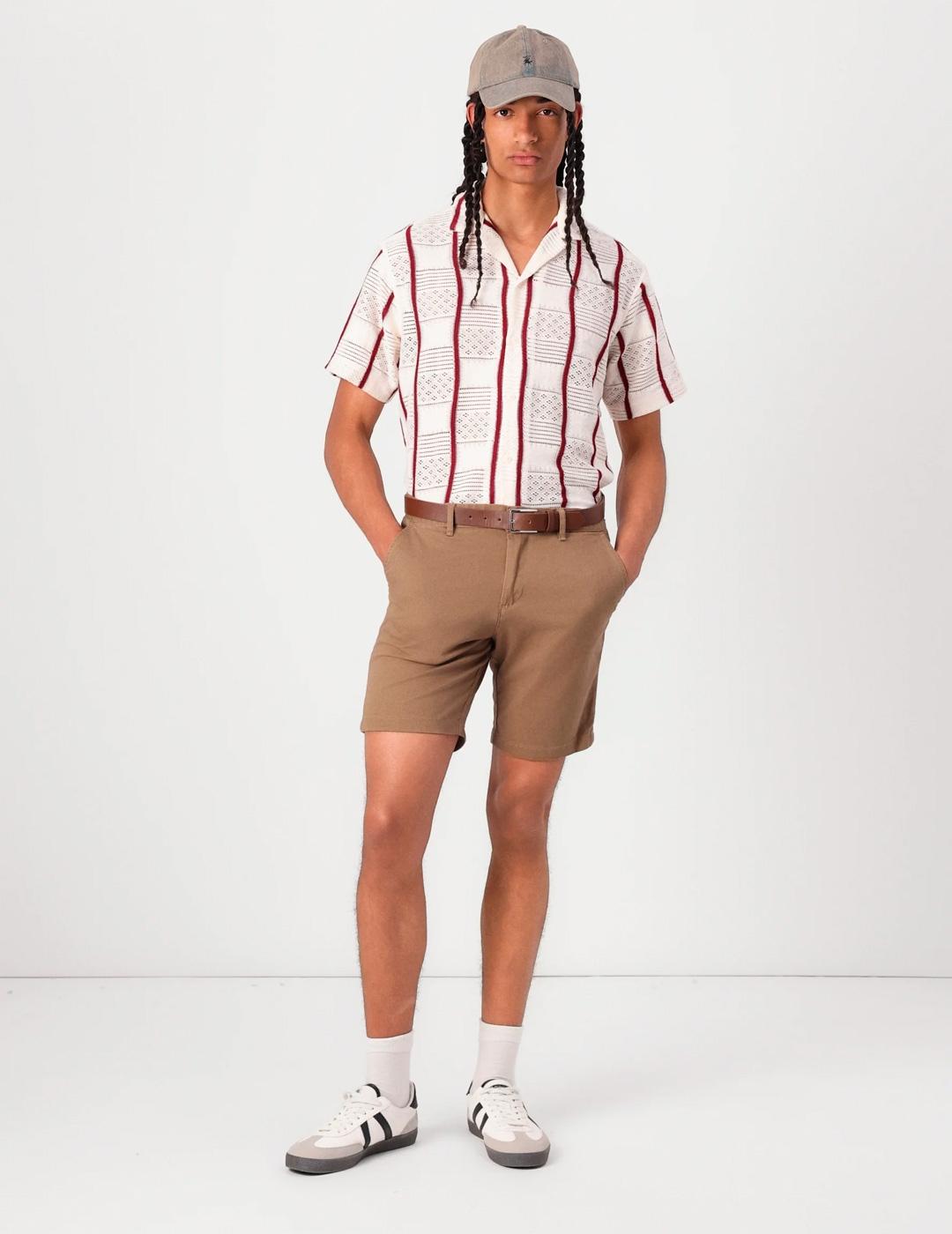 Bermuda chino Jack & Jones MARCO cinturón marrón para hombre