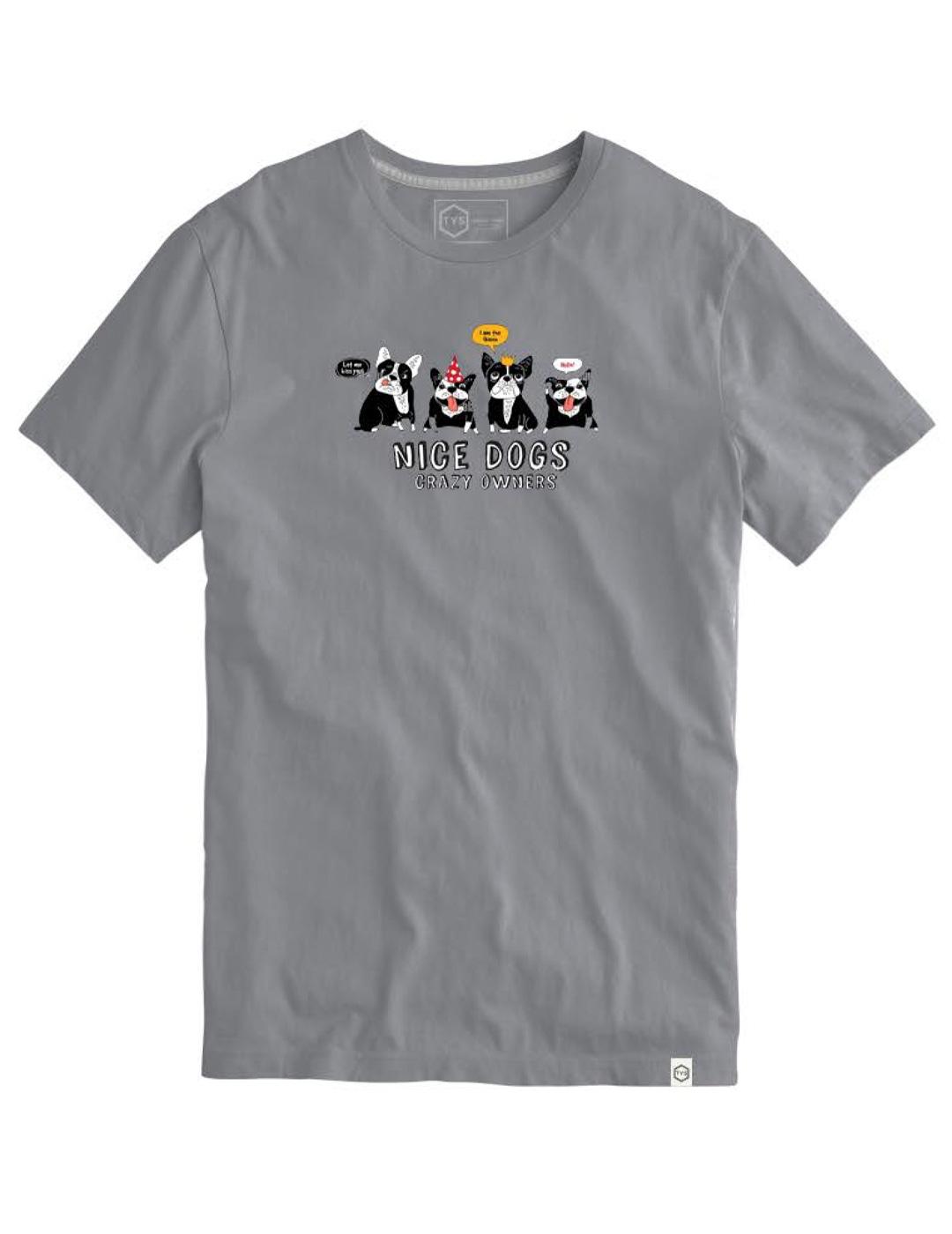 Camiseta TYS NICE DOGS gris antracita para hombre
