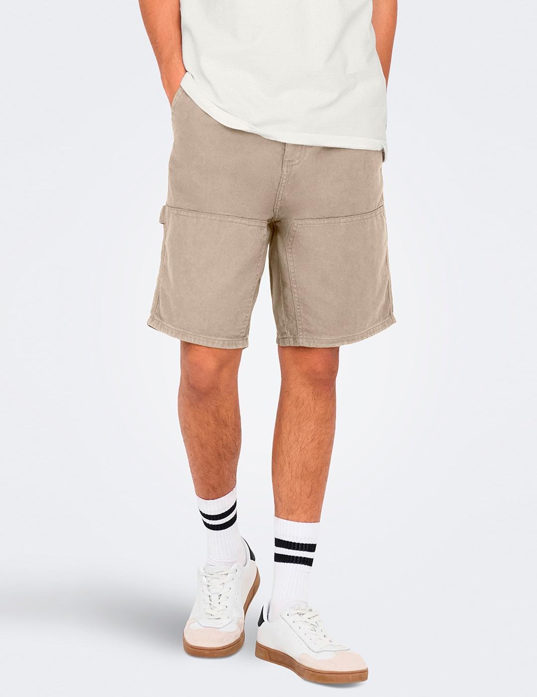 Bermuda Only & Sons EDGE CARPENTER beige topo para hombre