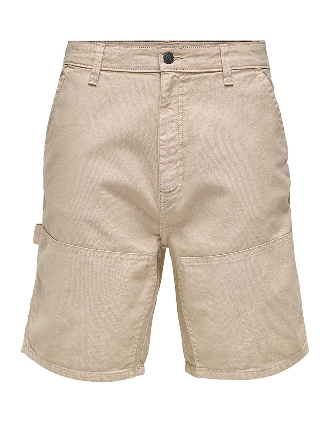 Bermuda Only & Sons EDGE CARPENTER beige topo para hombre