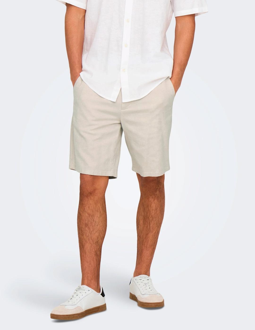 Bermuda Only & Sons MARK lino beige claro para hombre