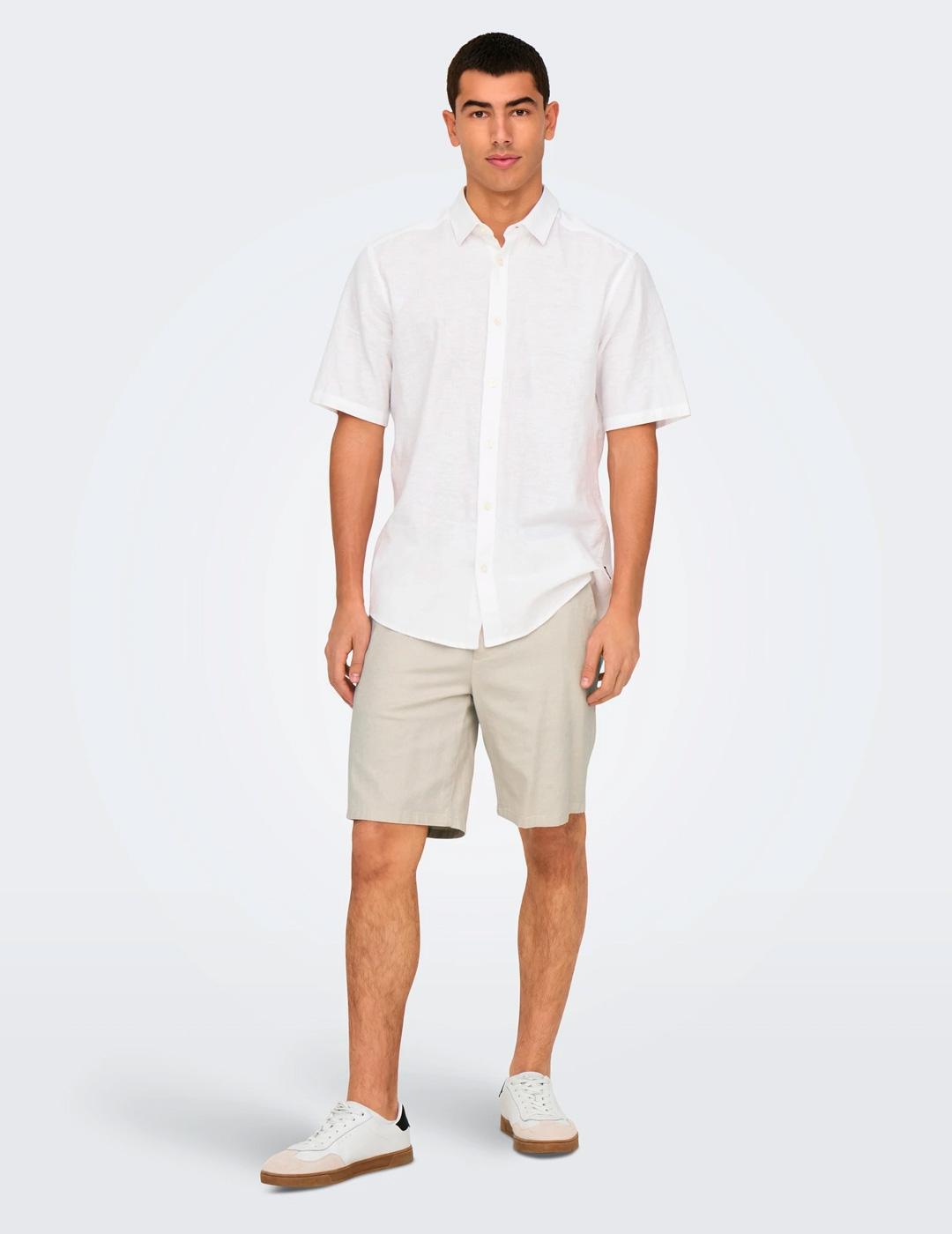 Bermuda Only & Sons MARK lino beige claro para hombre
