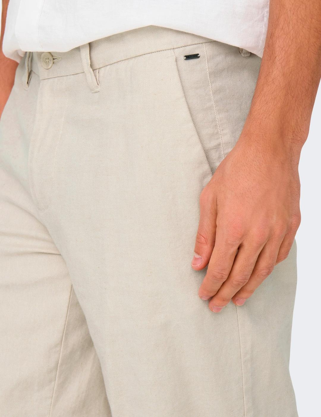 Bermuda Only & Sons MARK lino beige claro para hombre