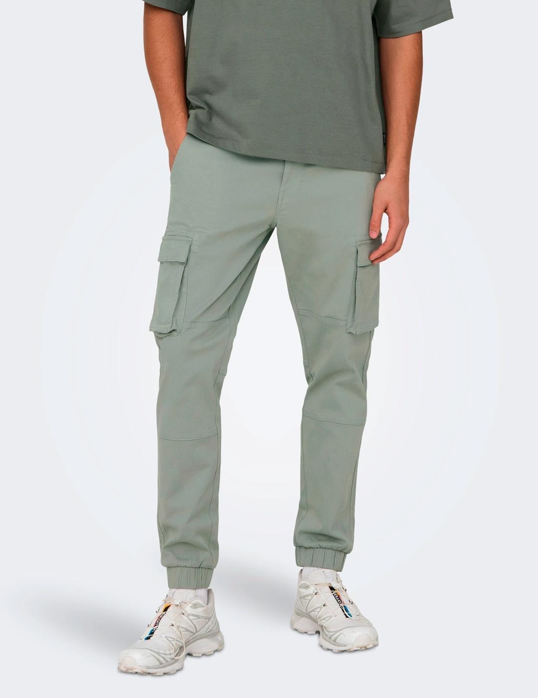 Pantalón Only & Sons CARTER cargo gris verdoso para hombre