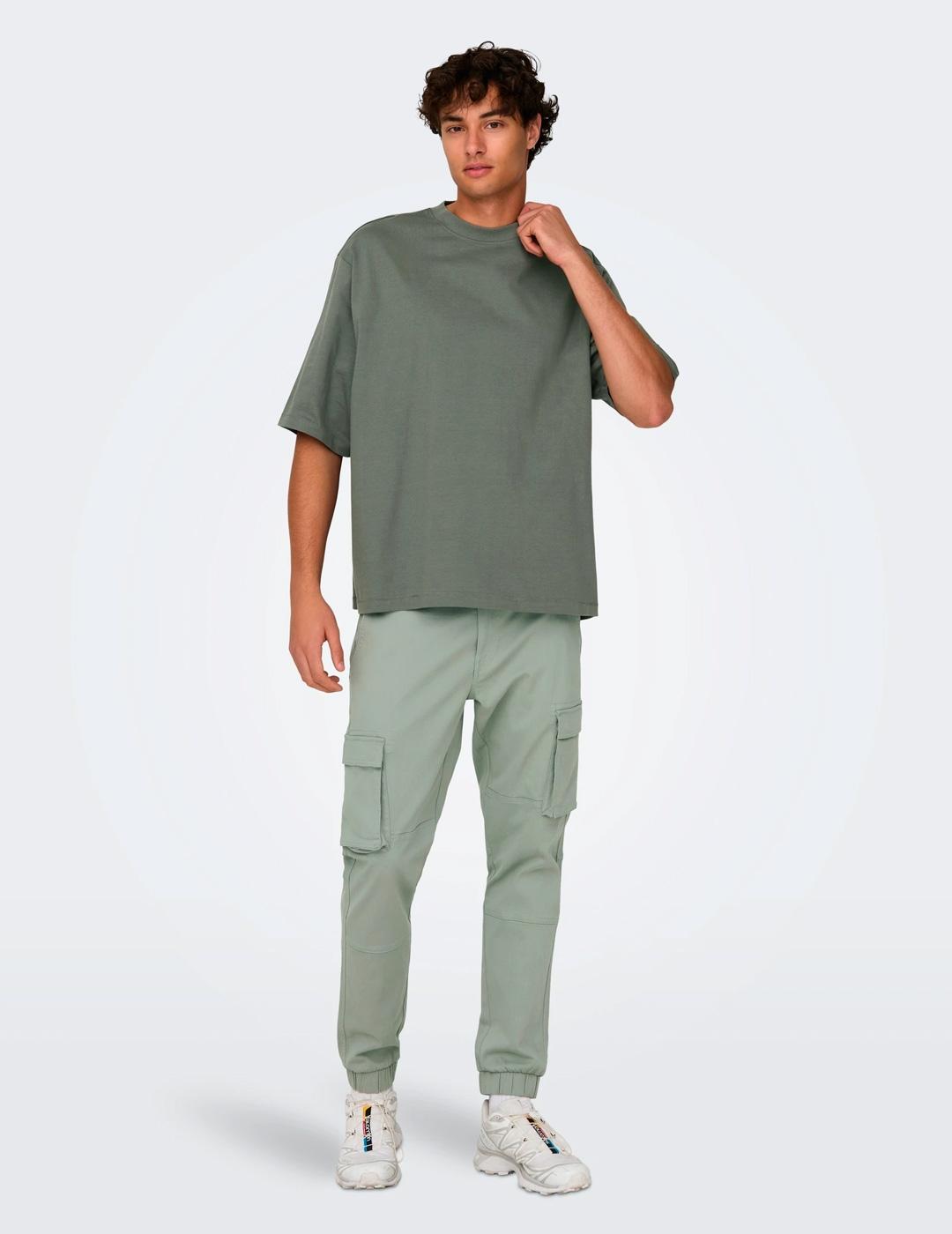 Pantalón Only & Sons CARTER cargo gris verdoso para hombre