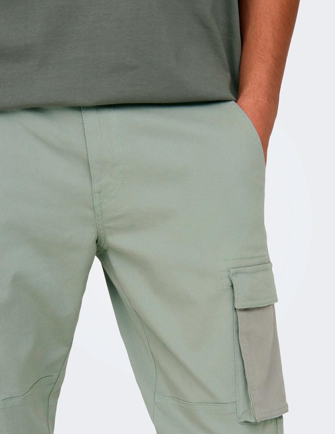 Pantalón Only & Sons CARTER cargo gris verdoso para hombre