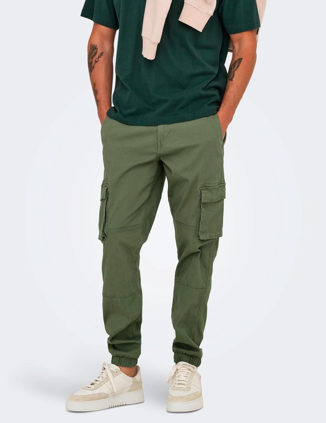 Jogger Only & Sons CAM STAGE cargo gris verdoso para hombre 