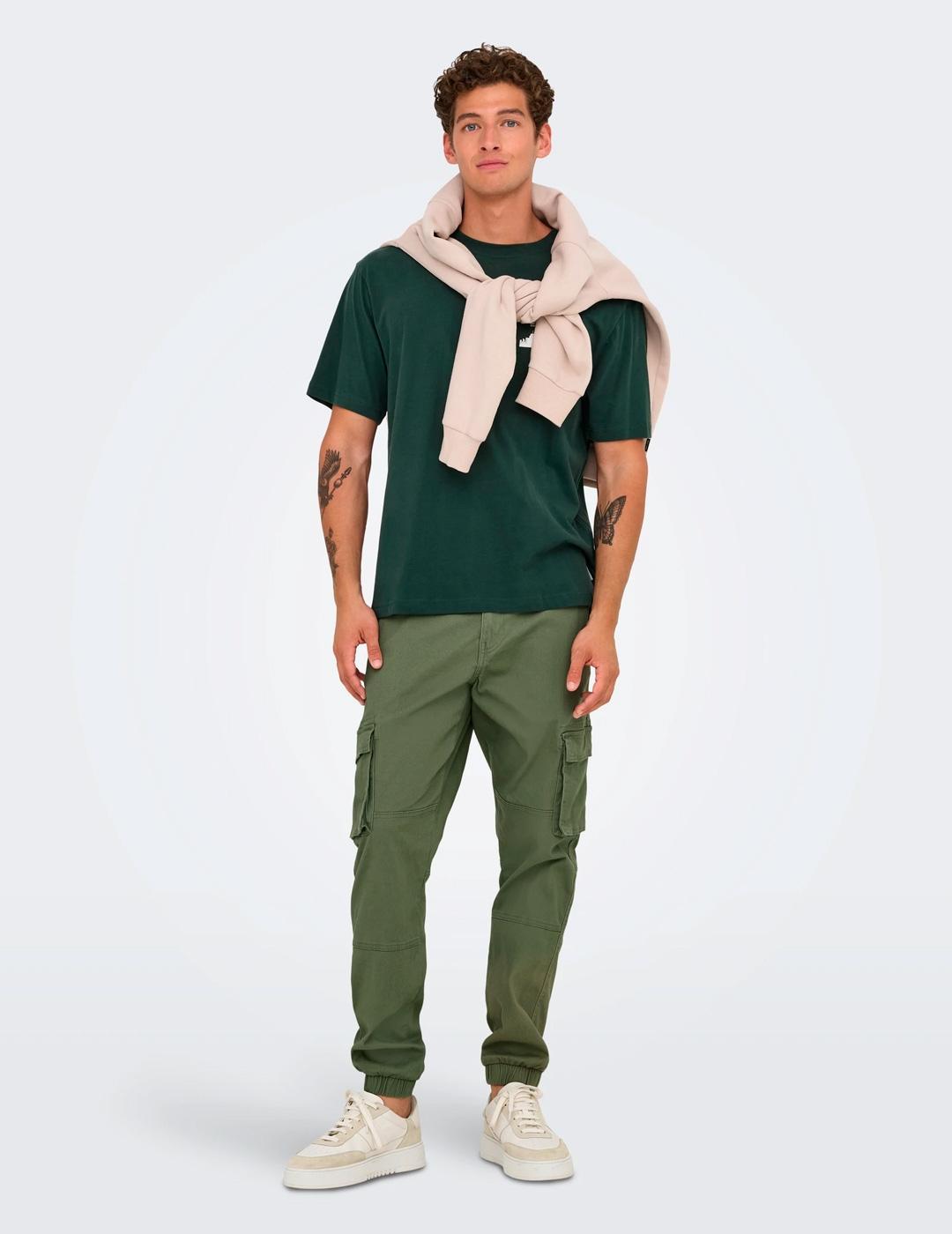 Jogger Only & Sons CAM STAGE cargo gris verdoso para hombre 
