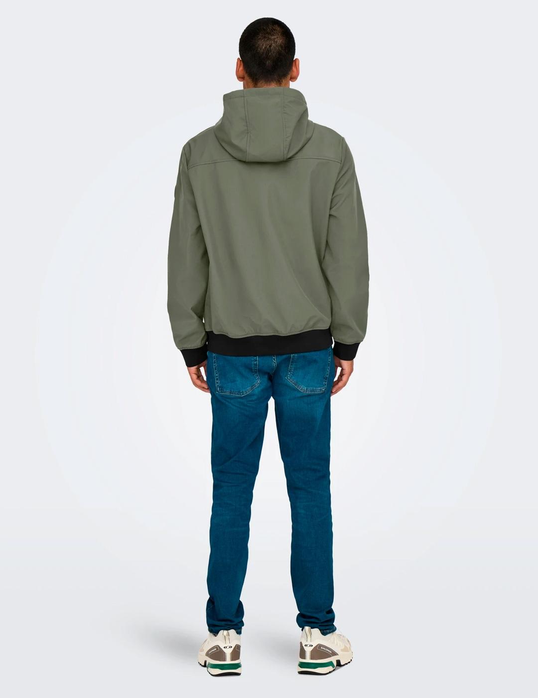 Chaqueta Only & Sons BOWIE SOFTSHELL verde para hombre