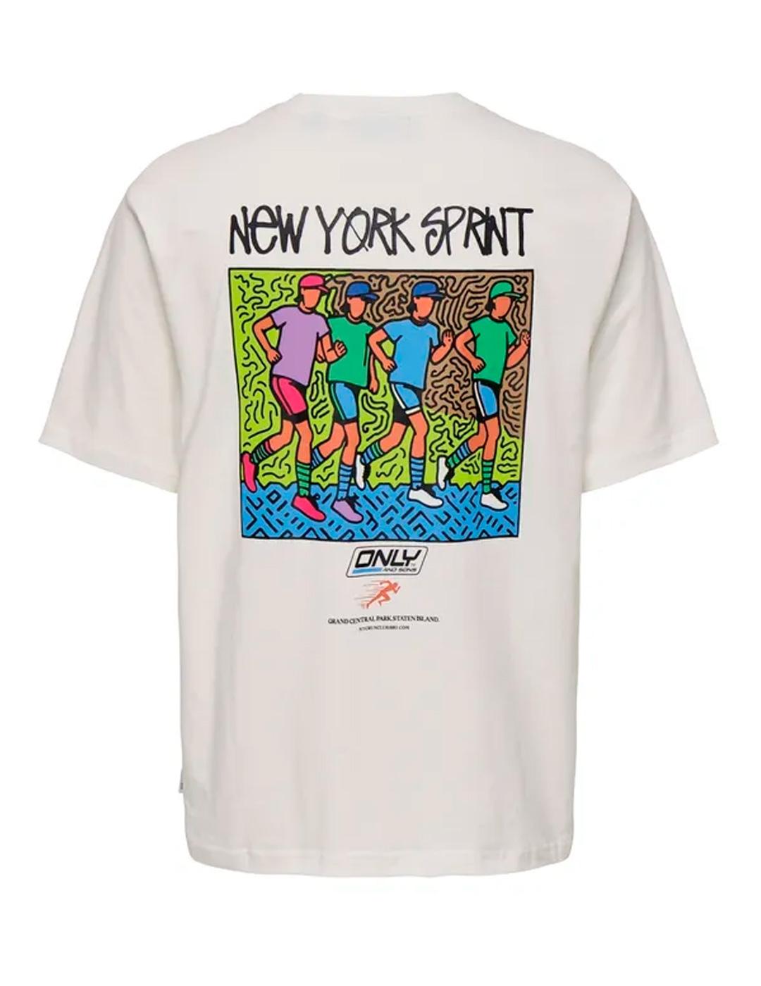 Camiseta Only & Sons SPRINT blanca gráfica para hombre