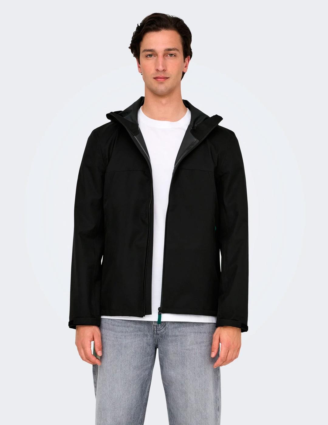 Chaqueta Only & Sons LUKE WATEPROOF negro para hombre
