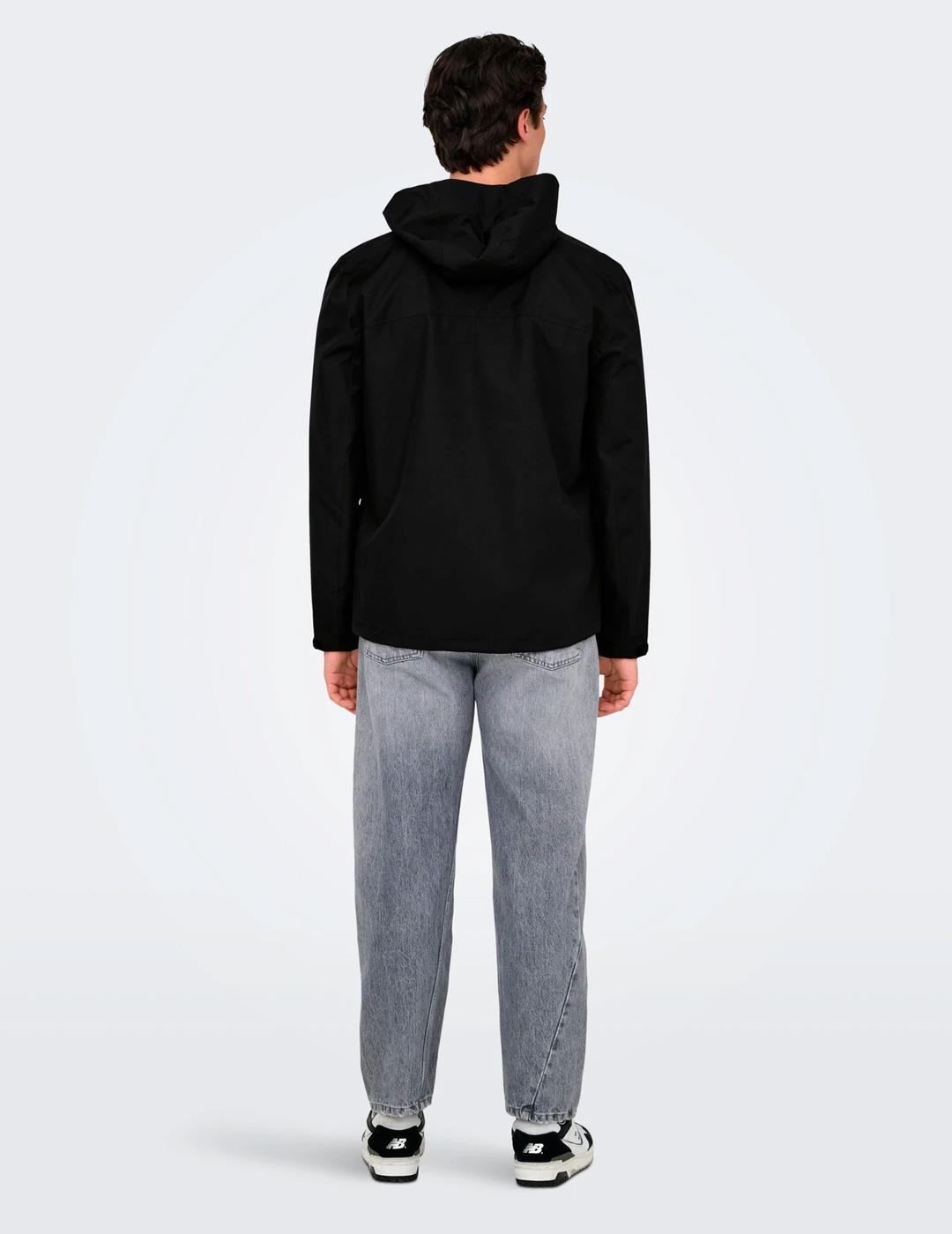 Chaqueta Only & Sons LUKE WATEPROOF negro para hombre