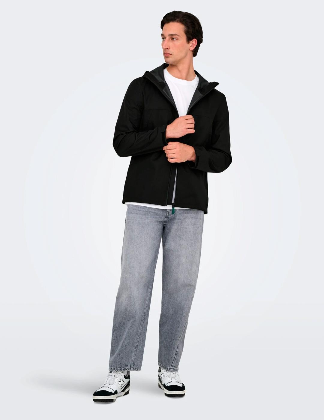 Chaqueta Only & Sons LUKE WATEPROOF negro para hombre