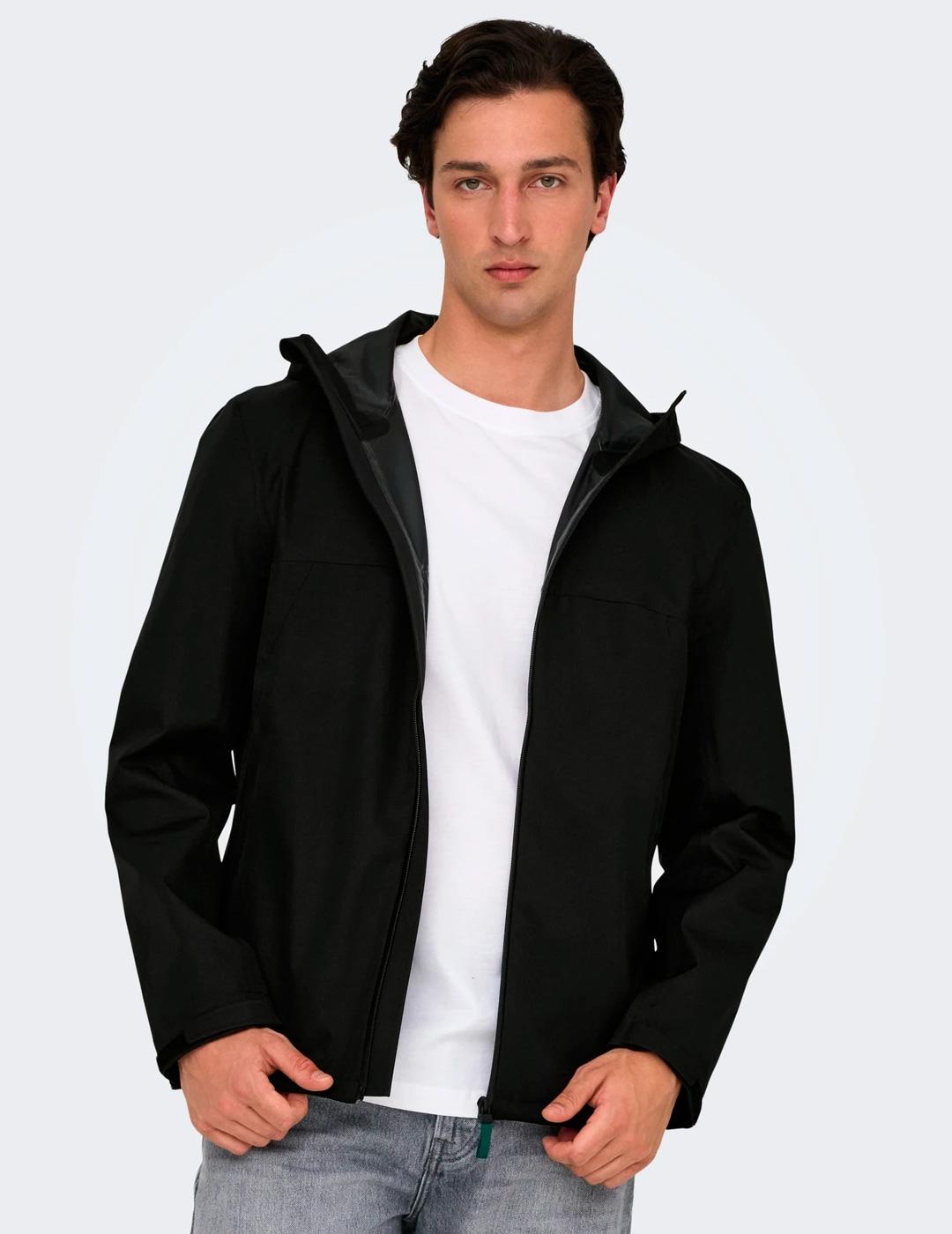 Chaqueta Only & Sons LUKE WATEPROOF negro para hombre