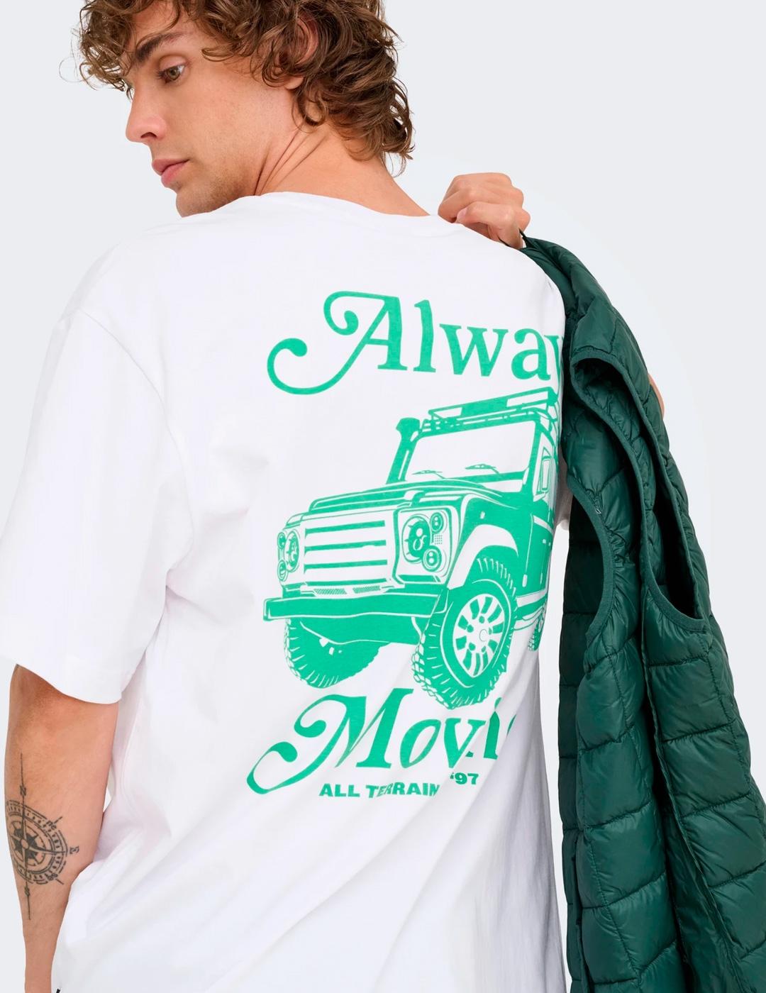 Camiseta Only & Sons NATHAN blanca gráfica para hombre