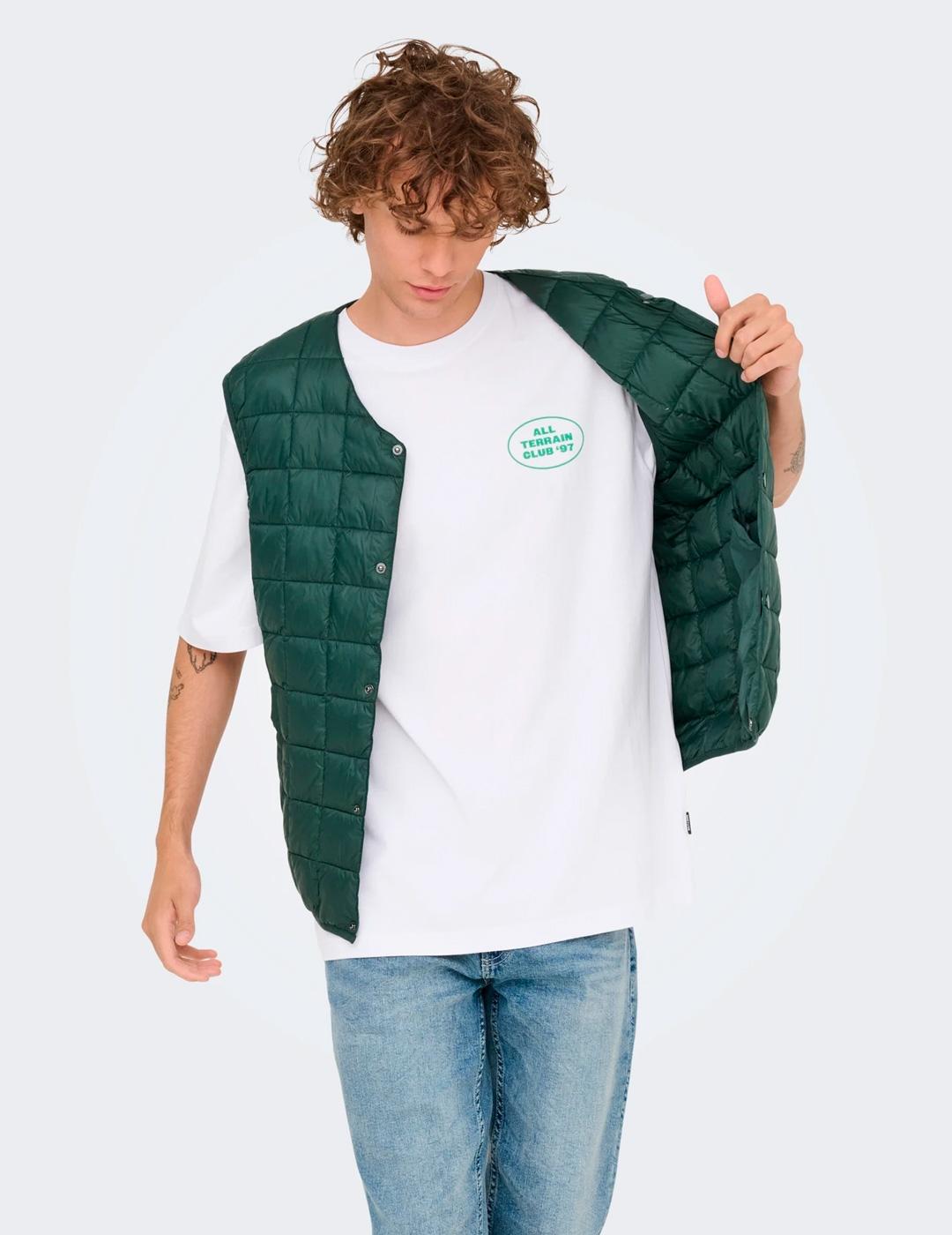 Camiseta Only & Sons NATHAN blanca gráfica para hombre