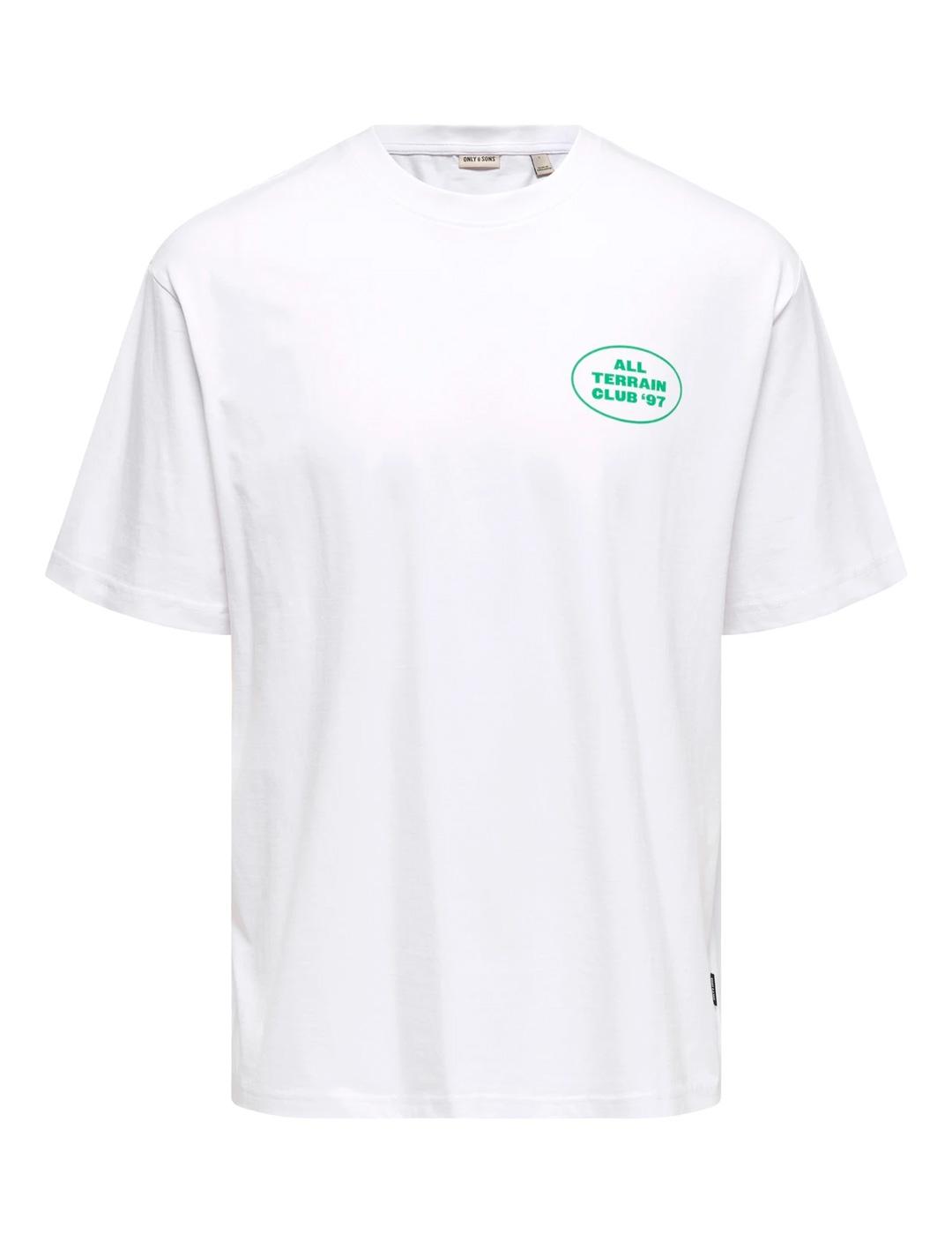 Camiseta Only & Sons NATHAN blanca gráfica para hombre