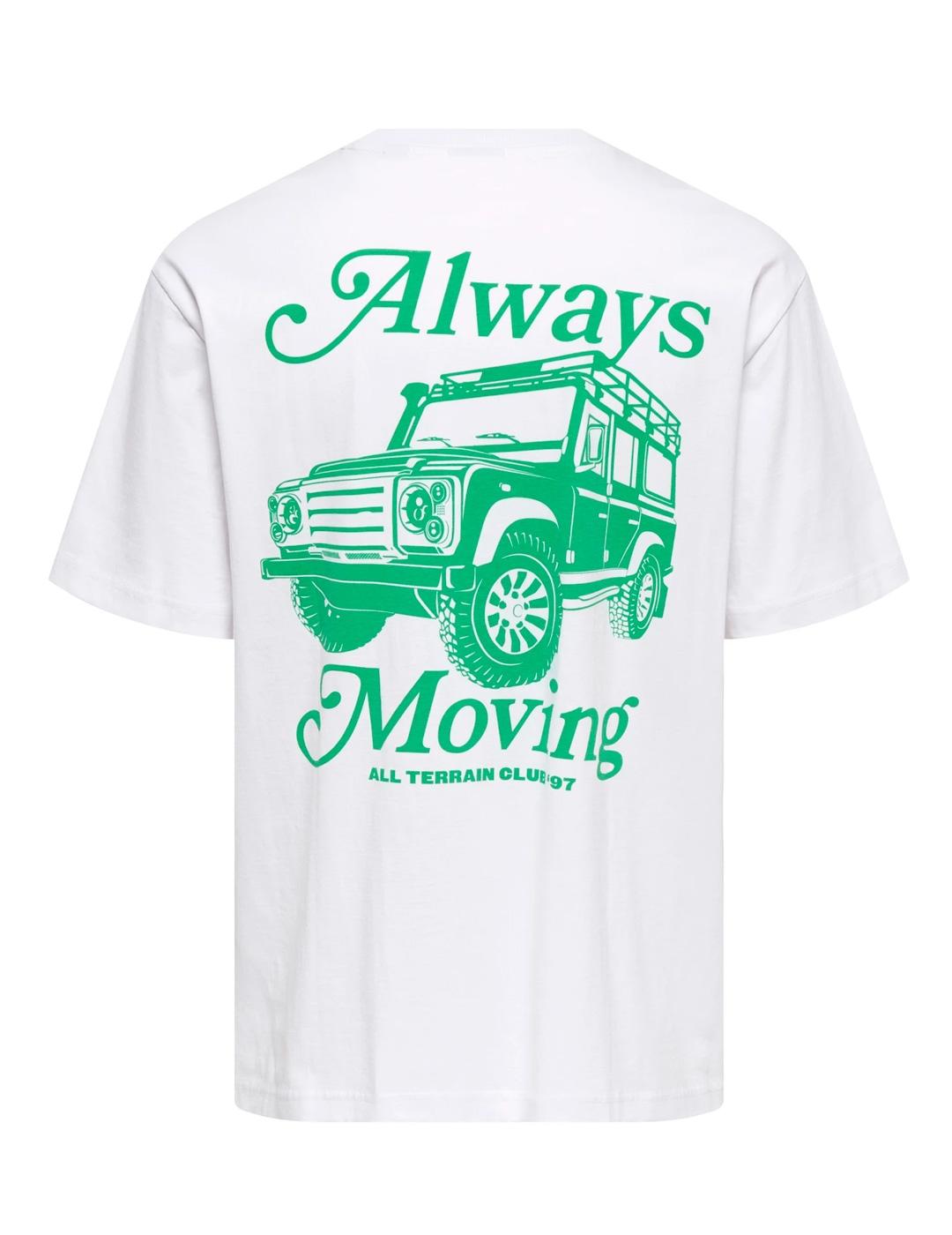 Camiseta Only & Sons NATHAN blanca gráfica para hombre