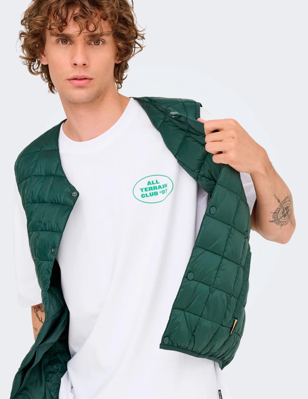 Camiseta Only & Sons NATHAN blanca gráfica para hombre