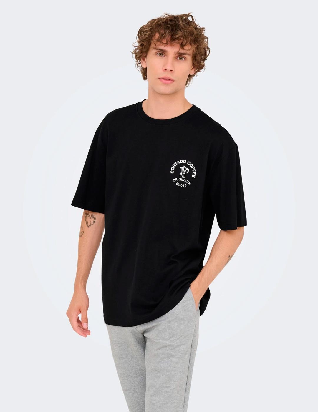 Camiseta Only & Sons NATHAN RELAX negra para hombre
