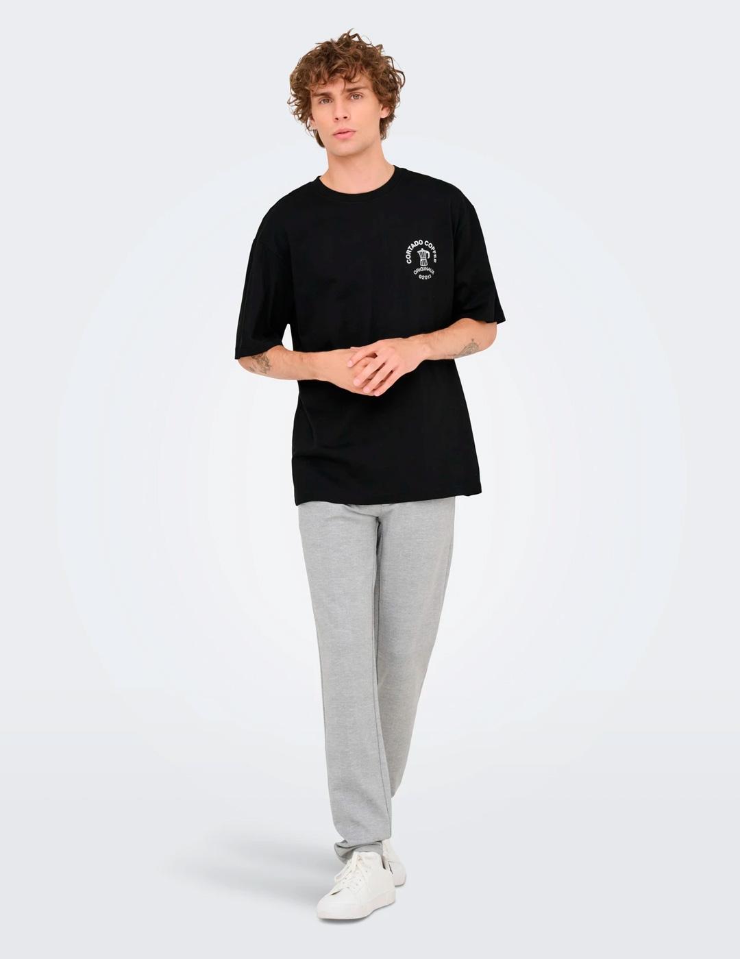 Camiseta Only & Sons NATHAN RELAX negra para hombre