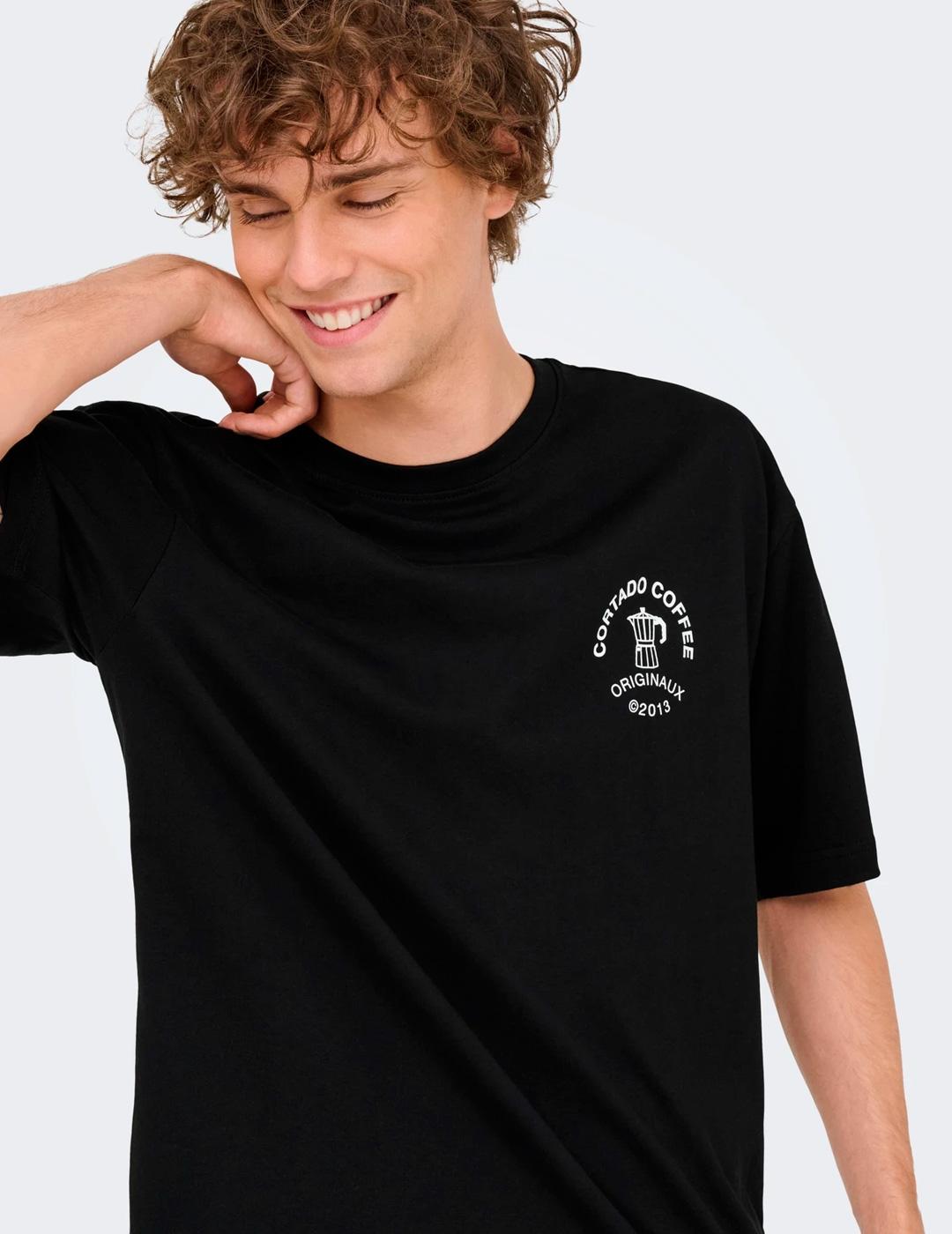 Camiseta Only & Sons NATHAN RELAX negra para hombre