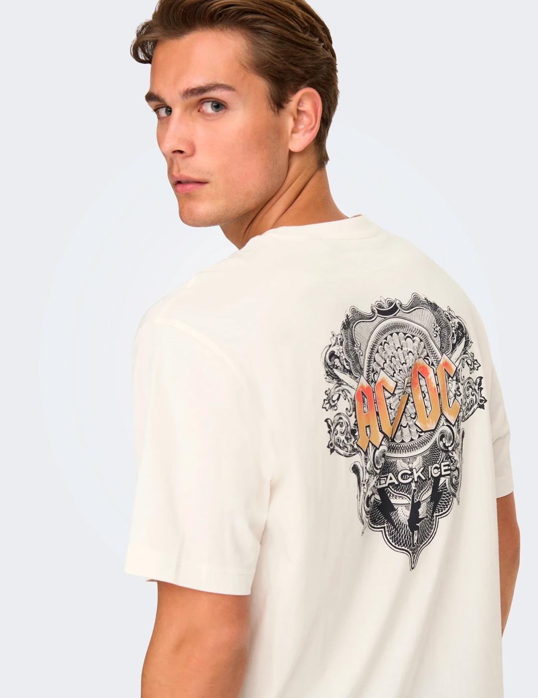 Camiseta Only & Sons ACDC crudo