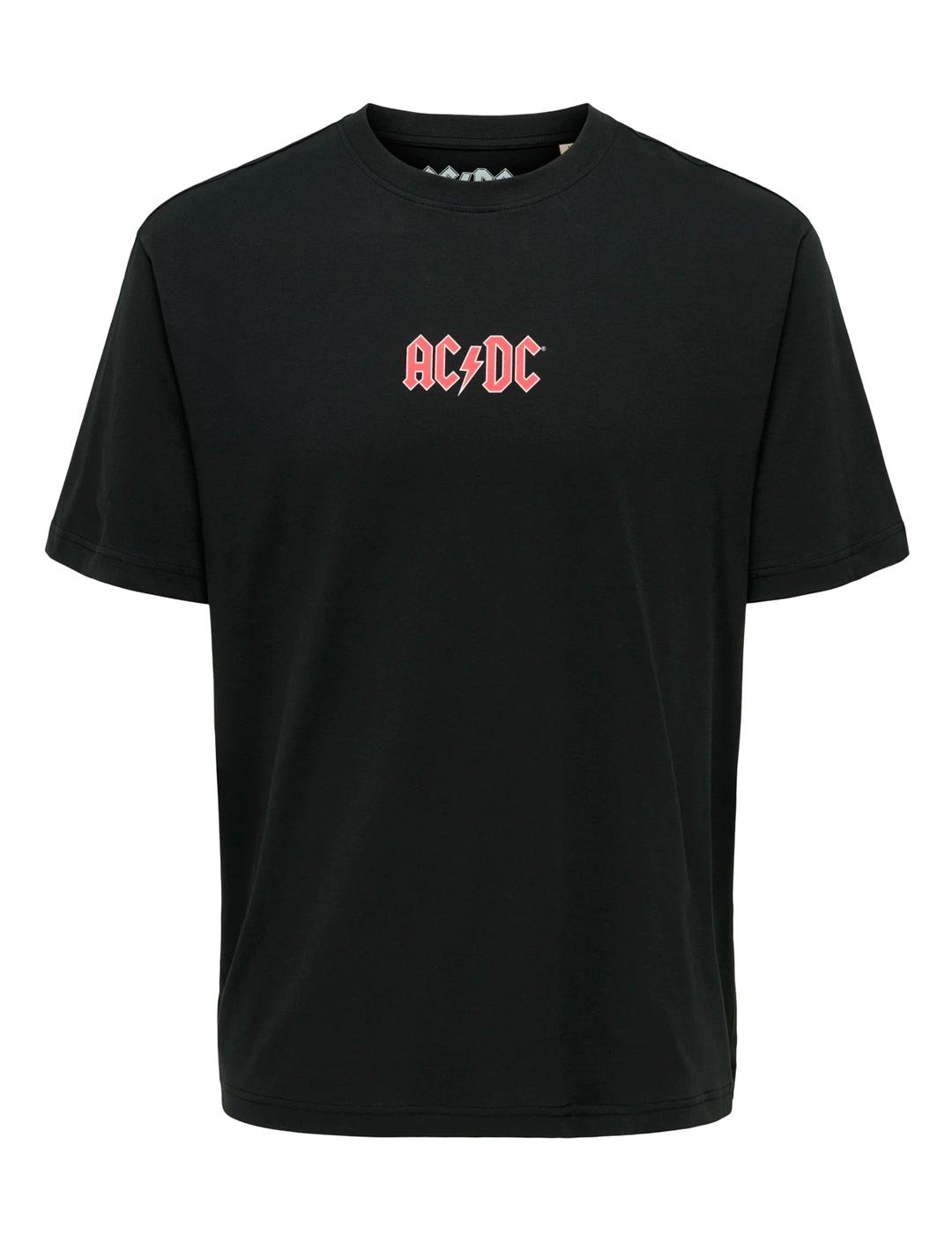 Camiseta Only & Sons ACDC PATCHES negro